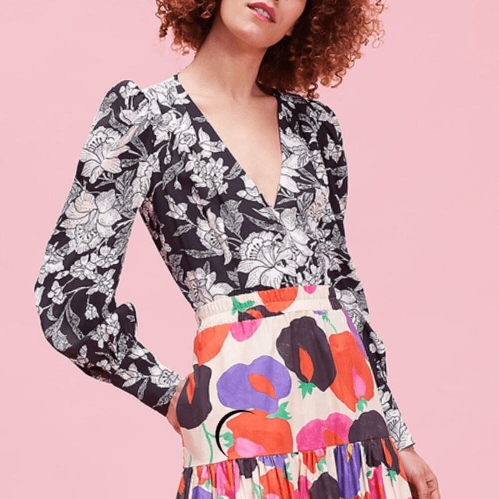 La Double J Smokin Hot Shirt in Lilium Nero Floral Size S